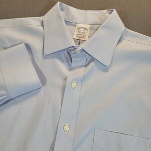 Brooks Brothers Mens Dress Shirt Size 16.5/34 Blue Regent Fit Non Iron Classic